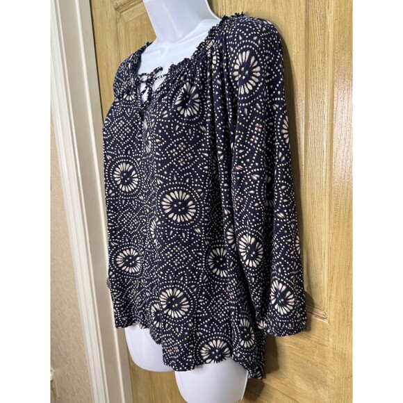 Lucky Brand Geometric Boho Print Blouse Top Size XL Hi Low - Picture 5 of 6